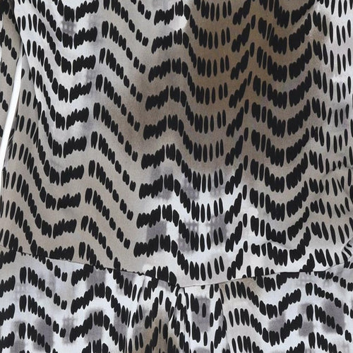 Long Tall Sally Womens Brown Geometric Polyester A-Line Size 14 V-Neck Pullover