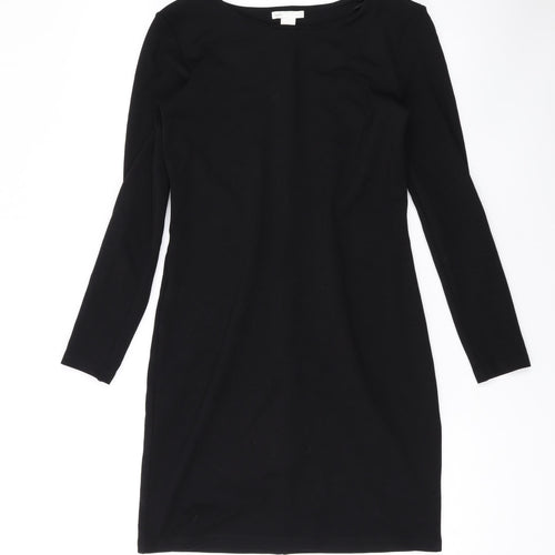 H&M Womens Black Viscose Bodycon Size S Round Neck Pullover