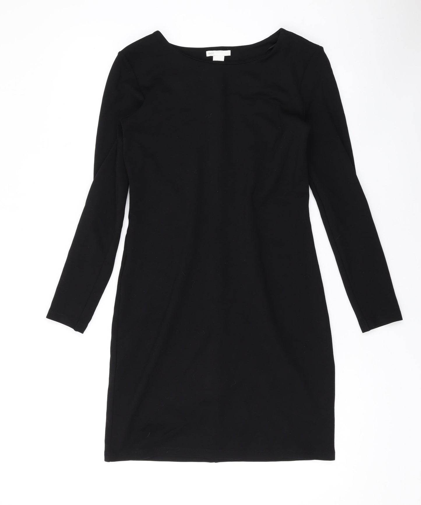 H&M Womens Black Viscose Bodycon Size S Round Neck Pullover