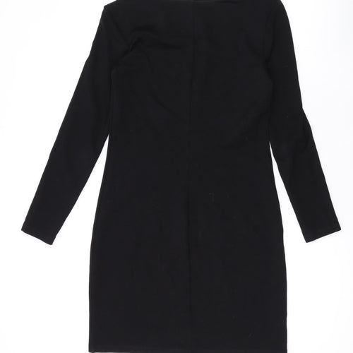 H&M Womens Black Viscose Bodycon Size S Round Neck Pullover