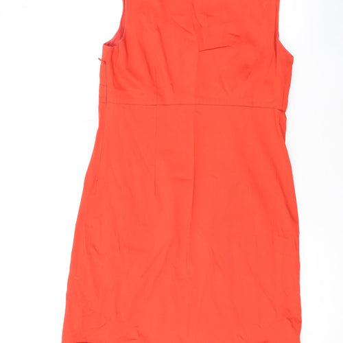 Alice Collins Womens Orange Cotton A-Line Size 12 Round Neck Zip