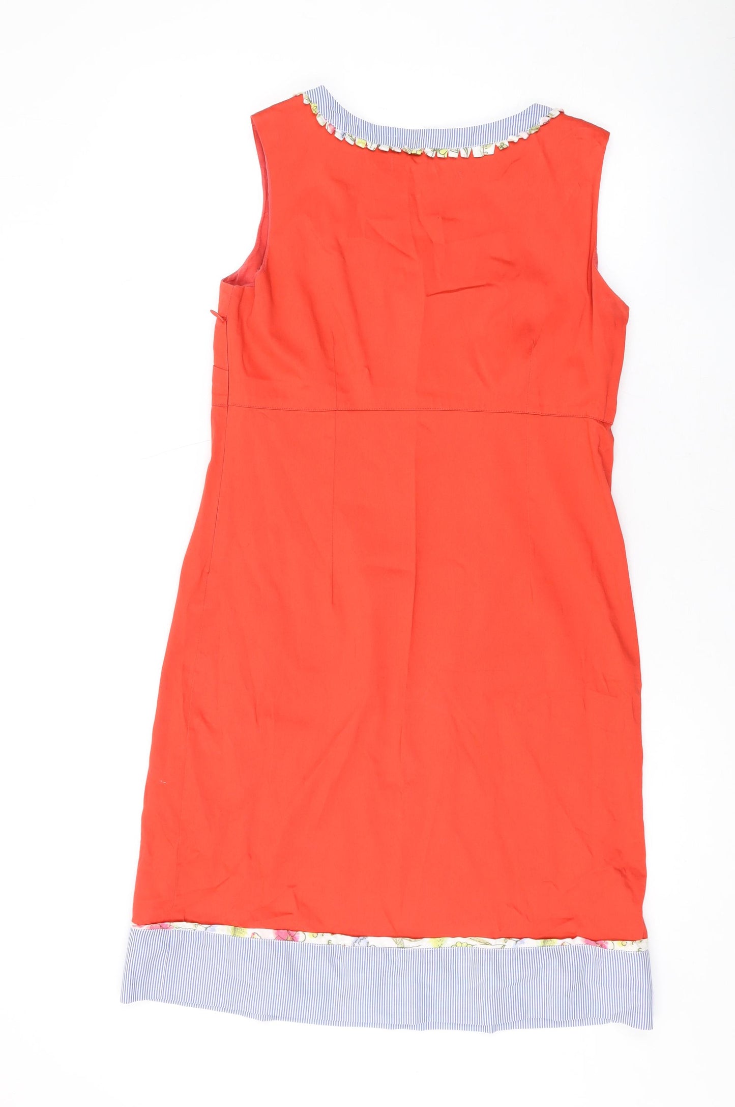 Alice Collins Womens Orange Cotton A-Line Size 12 Round Neck Zip