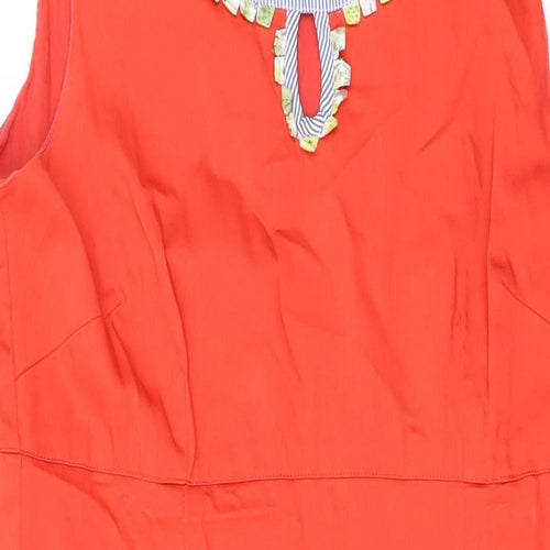 Alice Collins Womens Orange Cotton A-Line Size 12 Round Neck Zip