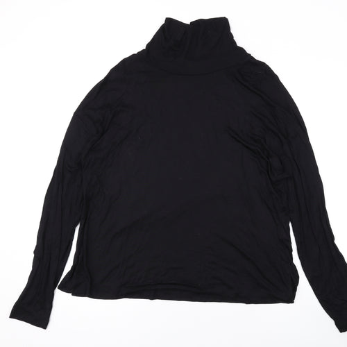 Marks and Spencer Womens Black Viscose Basic Blouse Size 16 Roll Neck