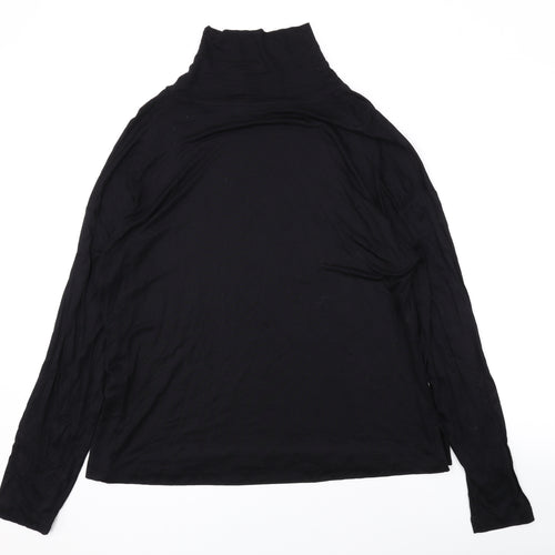 Marks and Spencer Womens Black Viscose Basic Blouse Size 16 Roll Neck