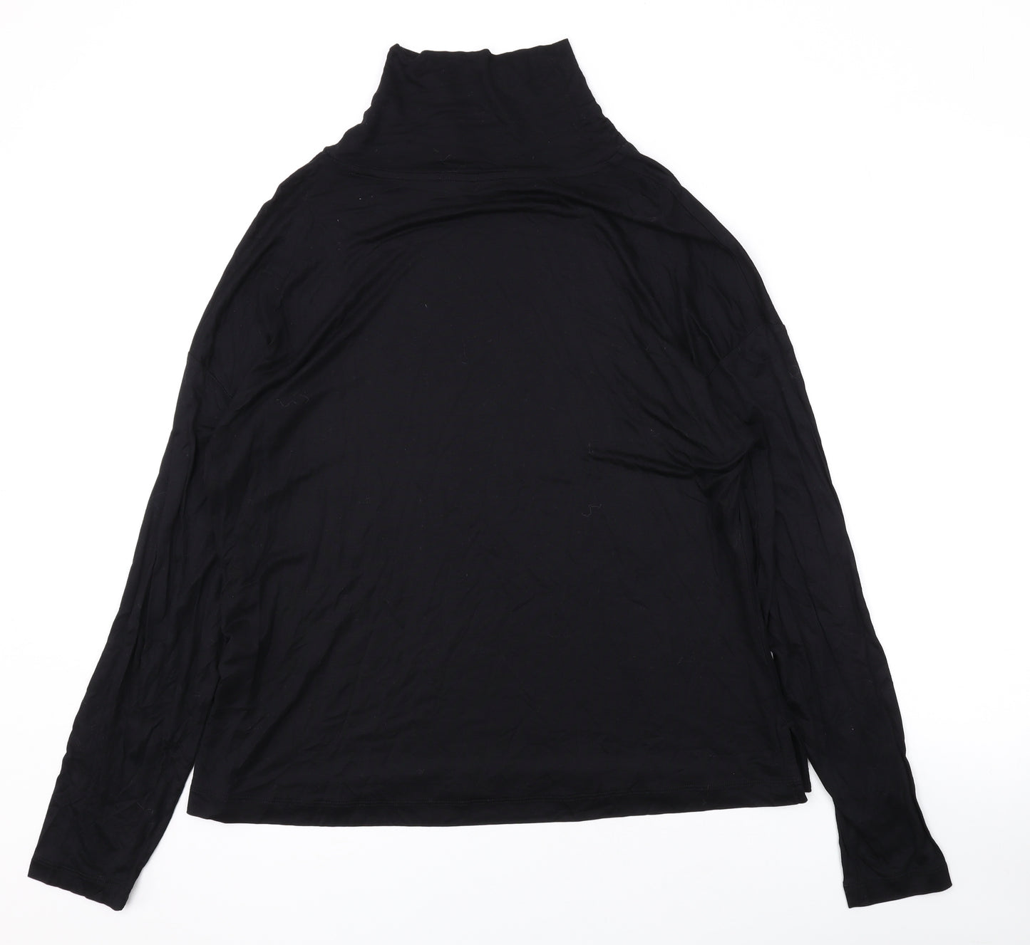 Marks and Spencer Womens Black Viscose Basic Blouse Size 16 Roll Neck