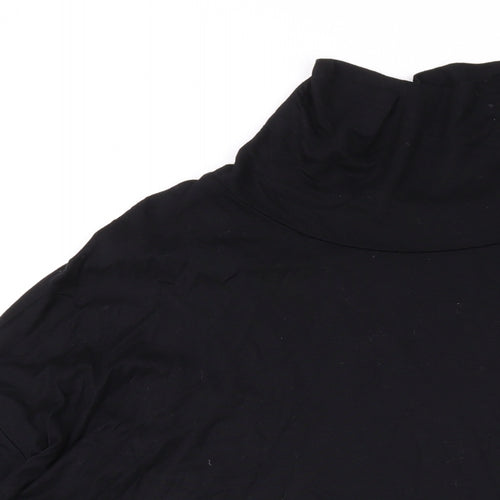 Marks and Spencer Womens Black Viscose Basic Blouse Size 16 Roll Neck