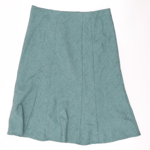 EWM Womens Green Polyester Swing Skirt Size 16 Zip