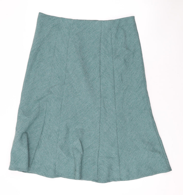 EWM Womens Green Polyester Swing Skirt Size 16 Zip