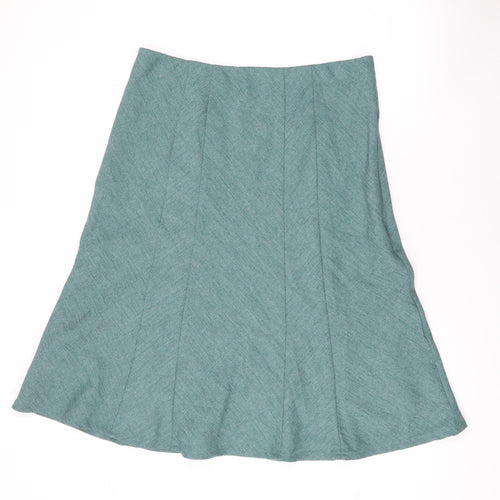 EWM Womens Green Polyester Swing Skirt Size 16 Zip