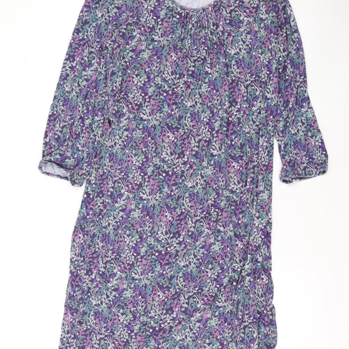 Boden Womens Purple Floral Viscose A-Line Size 14 Scoop Neck Pullover