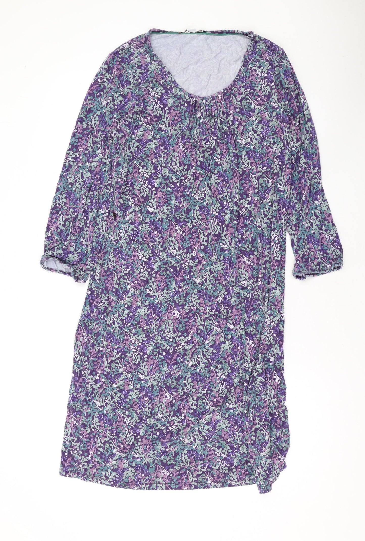 Boden Womens Purple Floral Viscose A-Line Size 14 Scoop Neck Pullover