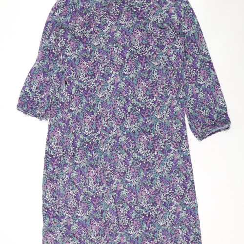 Boden Womens Purple Floral Viscose A-Line Size 14 Scoop Neck Pullover