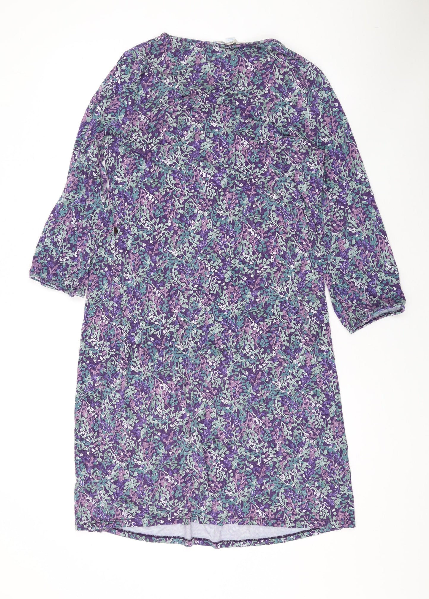Boden Womens Purple Floral Viscose A-Line Size 14 Scoop Neck Pullover
