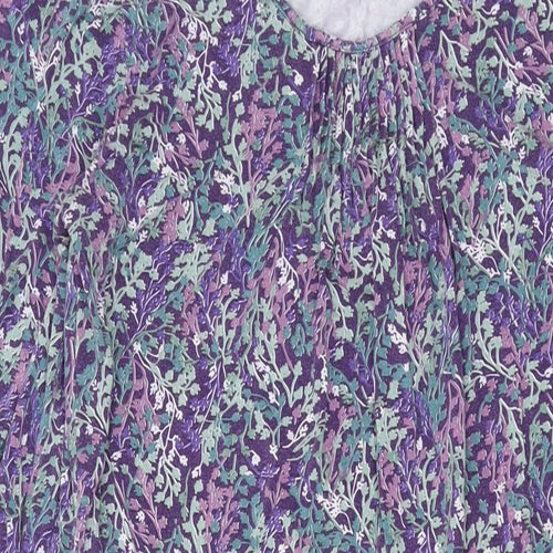 Boden Womens Purple Floral Viscose A-Line Size 14 Scoop Neck Pullover