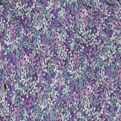 Boden Womens Purple Floral Viscose A-Line Size 14 Scoop Neck Pullover