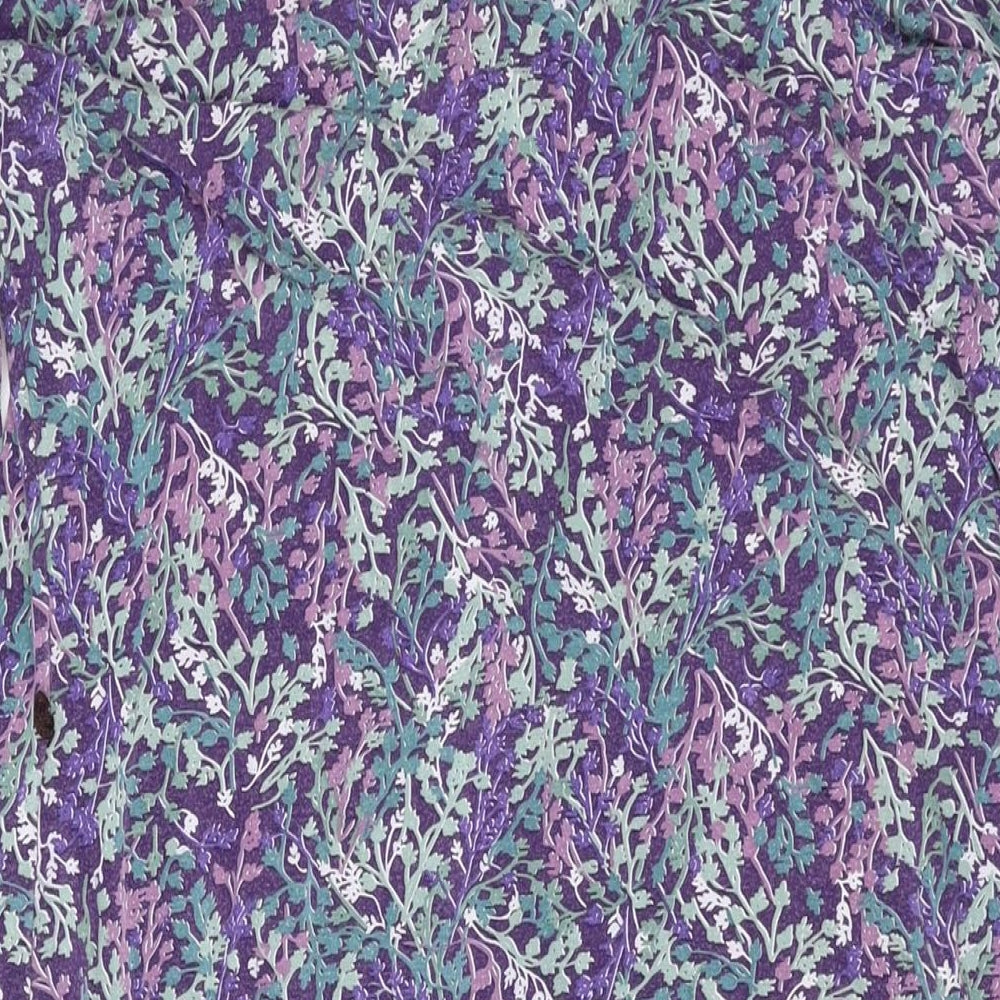 Boden Womens Purple Floral Viscose A-Line Size 14 Scoop Neck Pullover