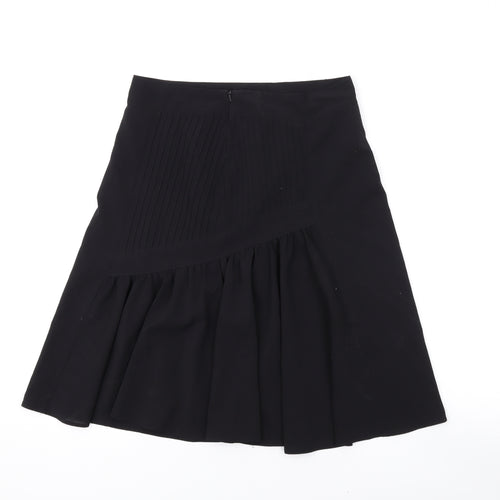H&M Womens Black Polyester Skater Skirt Size 6 Zip