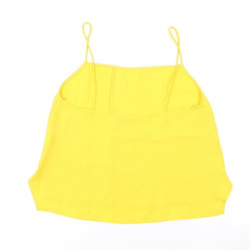 Zara Womens Yellow Polyester Camisole Tank Size S Square Neck
