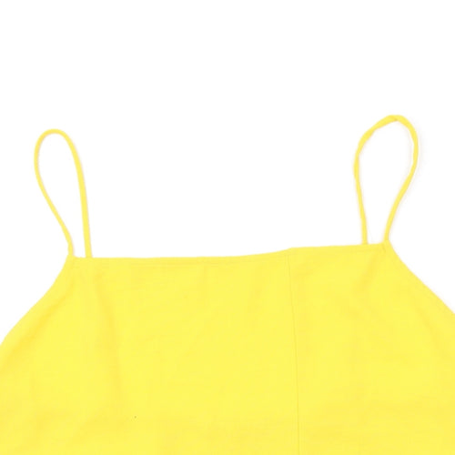 Zara Womens Yellow Polyester Camisole Tank Size S Square Neck
