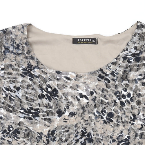 Michael Gold Womens Brown Polyester Basic T-Shirt Size XL Scoop Neck