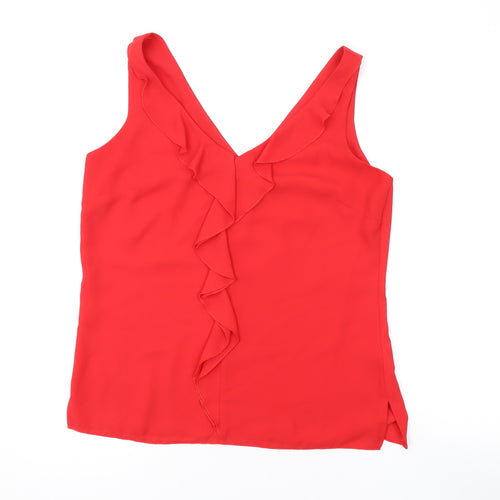 Wallis Womens Red Polyester Basic Tank Size 8 V-Neck