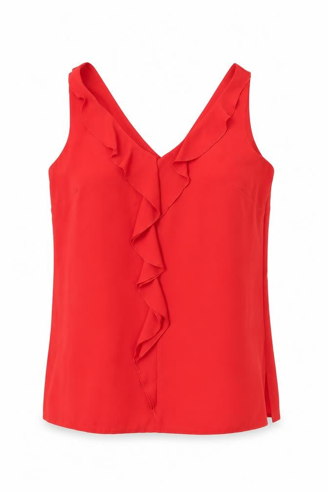 Wallis Womens Red Polyester Basic Tank Size 8 V-Neck