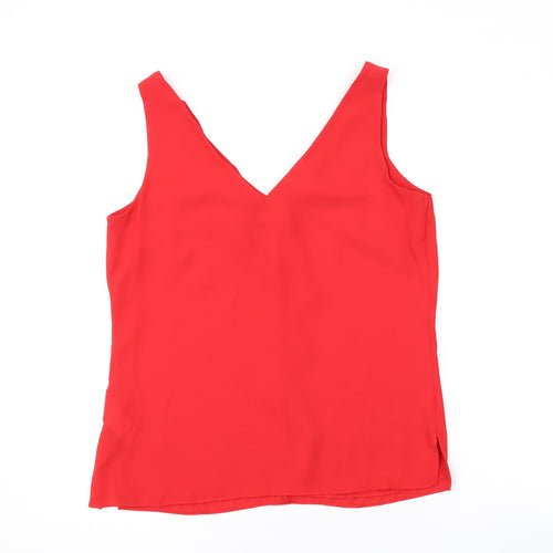 Wallis Womens Red Polyester Basic Tank Size 8 V-Neck