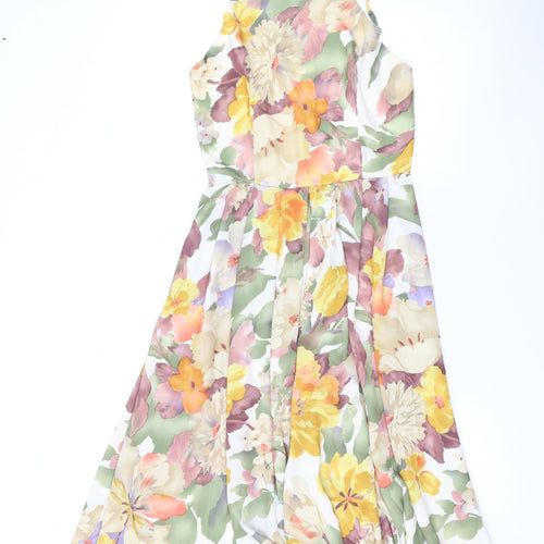 Love Womens Multicoloured Floral Polyester A-Line Size XS Square Neck Zip