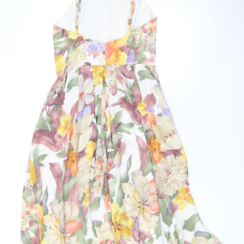 Love Womens Multicoloured Floral Polyester A-Line Size XS Square Neck Zip