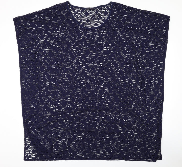 Marks and Spencer Womens Blue Geometric Polyester Cover Up Size 16