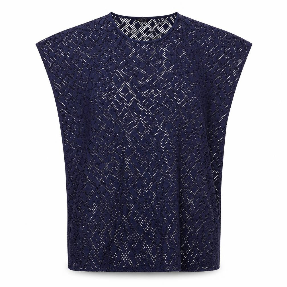 Front view of Marks & Spencer women’s blue geometric polyester cover up, size UK 16