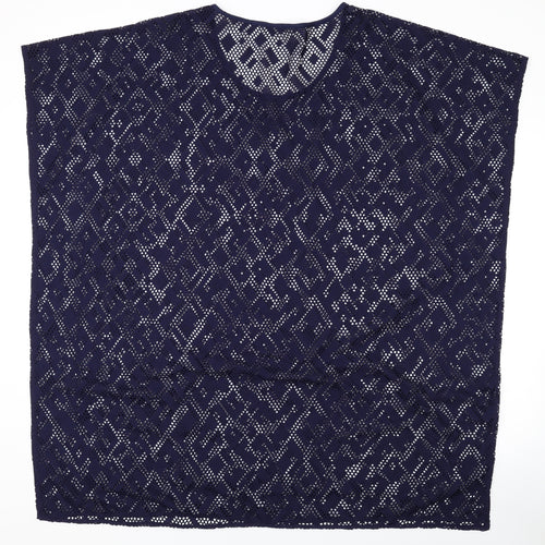 Marks and Spencer Womens Blue Geometric Polyester Cover Up Size 16