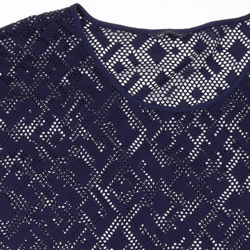 Marks and Spencer Womens Blue Geometric Polyester Cover Up Size 16