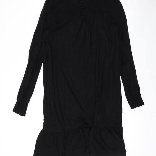 Dorothy Perkins Womens Black Viscose A-Line Size 14 Mock Neck Button