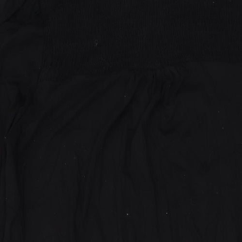 Dorothy Perkins Womens Black Viscose A-Line Size 14 Mock Neck Button