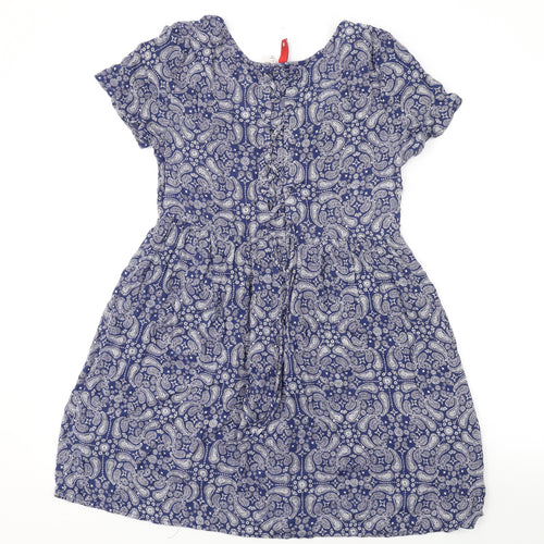 Divided by H&M Womens Blue Paisley Viscose Mini Size 6 Scoop Neck Pullover