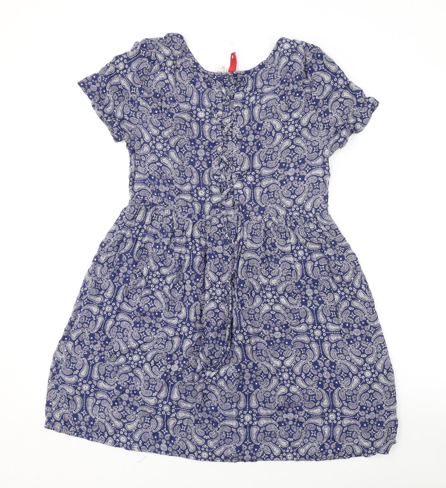 Divided by H&M Womens Blue Paisley Viscose Mini Size 6 Scoop Neck Pullover