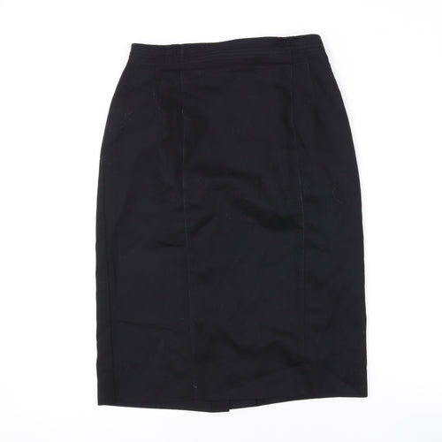 Marks and Spencer Womens Black Polyester Straight & Pencil Skirt Size 12 Zip