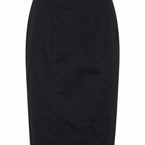 Marks and Spencer Womens Black Polyester Straight & Pencil Skirt Size 12 Zip