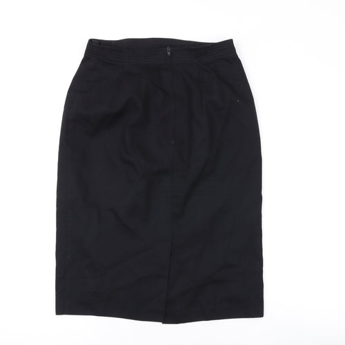 Marks and Spencer Womens Black Polyester Straight & Pencil Skirt Size 12 Zip