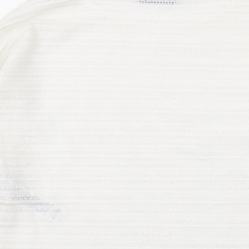 Marks and Spencer Womens White Round Neck Geometric Polyester Pullover Jumper Size 8