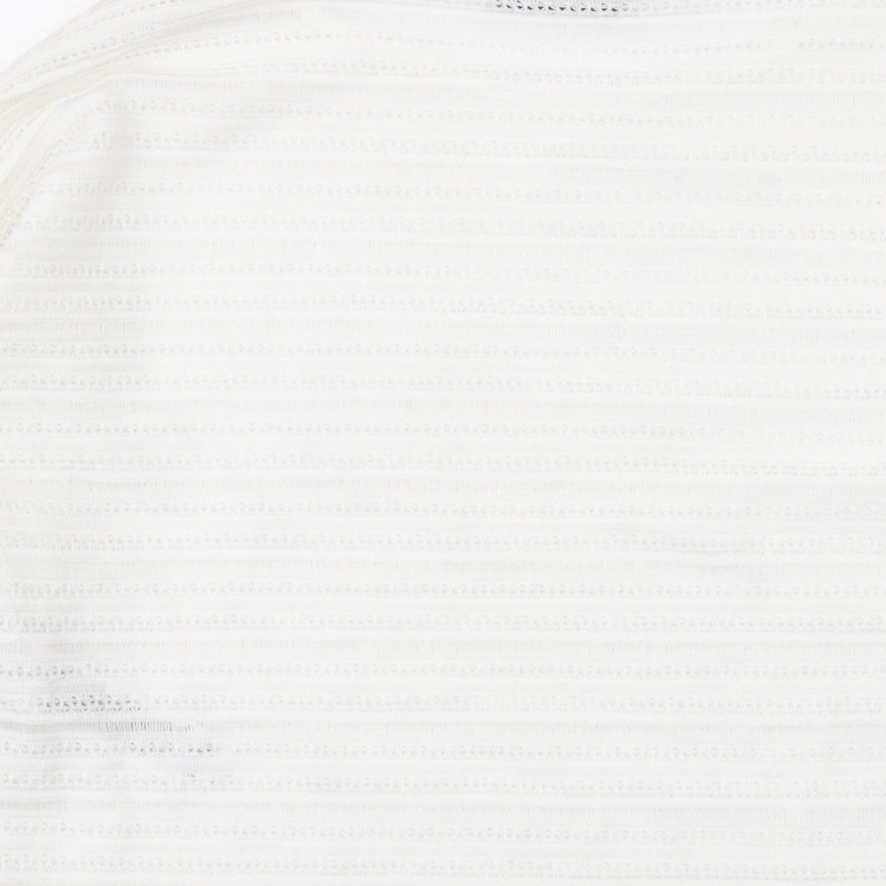 Marks and Spencer Womens White Round Neck Geometric Polyester Pullover Jumper Size 8