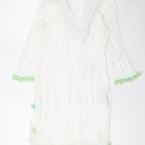 Lara Ethnics Womens White Polyester Cover Up Size S - Sequins