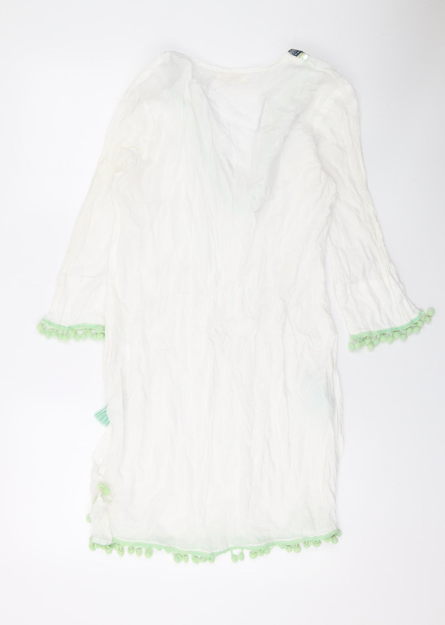 Lara Ethnics Womens White Polyester Cover Up Size S - Sequins