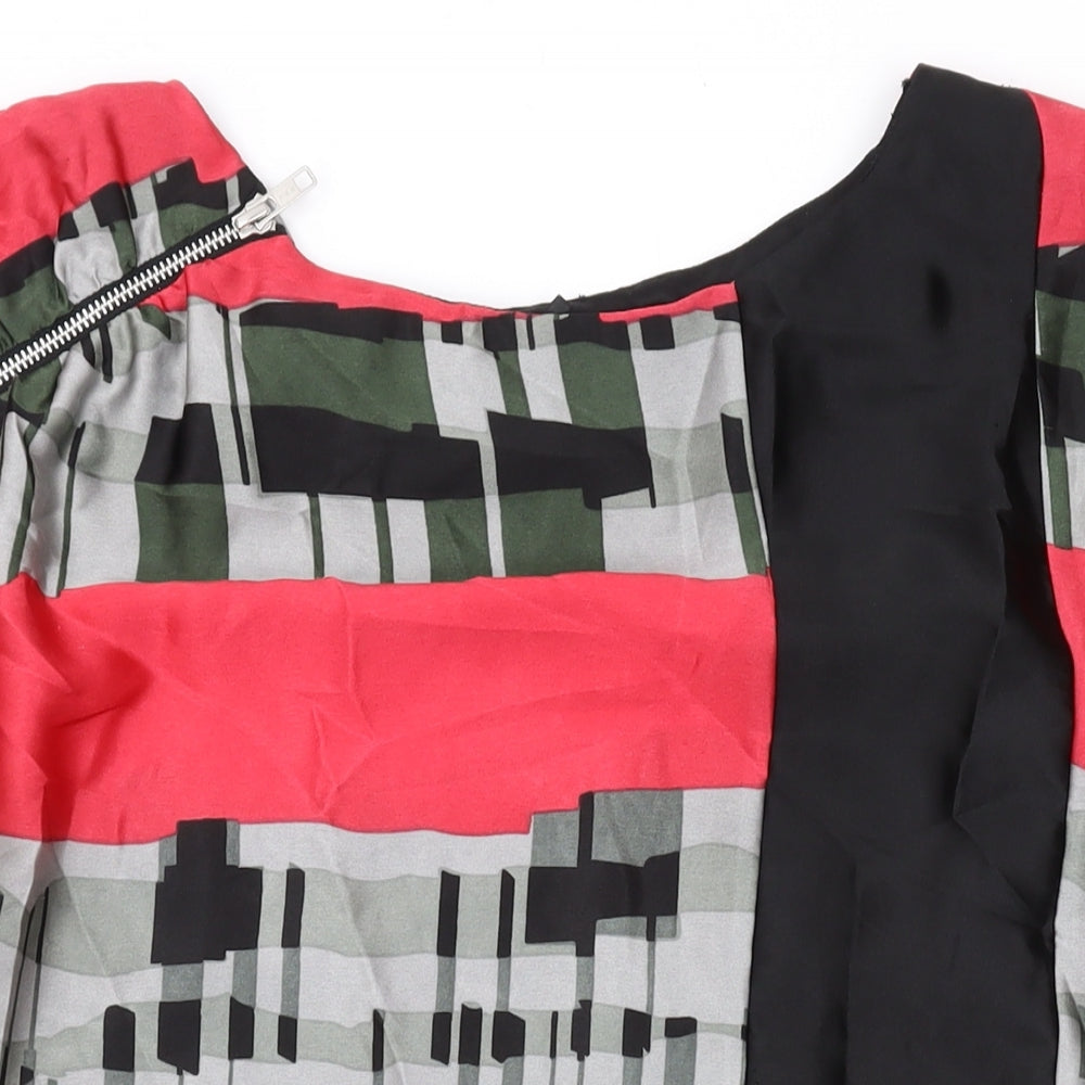 NEXT Womens Pink Geometric Polyester Basic Blouse Size 12 Round Neck