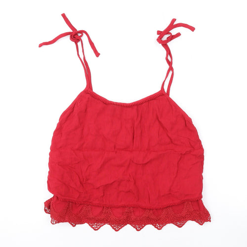 Miss Selfridge Womens Red Viscose Camisole Tank Size 6 Scoop Neck