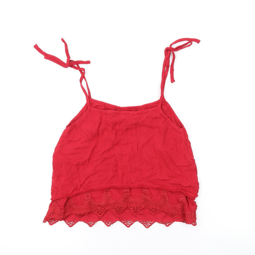 Miss Selfridge Womens Red Viscose Camisole Tank Size 6 Scoop Neck