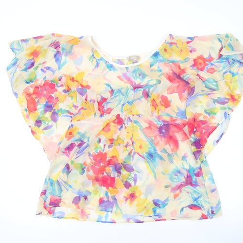 Soon Womens Multicoloured Floral Polyester Basic Blouse Size 16 Round Neck