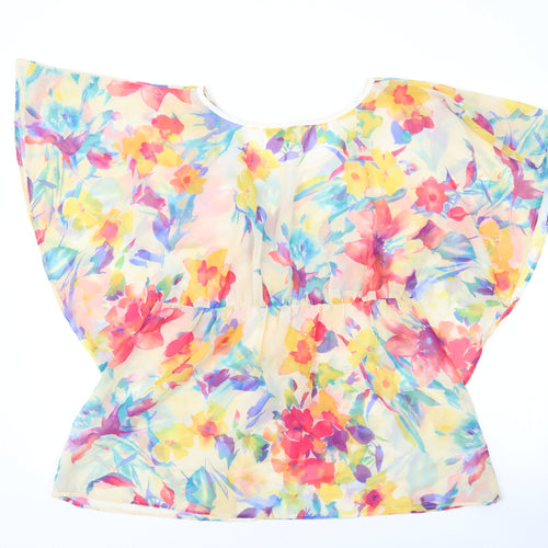 Soon Womens Multicoloured Floral Polyester Basic Blouse Size 16 Round Neck